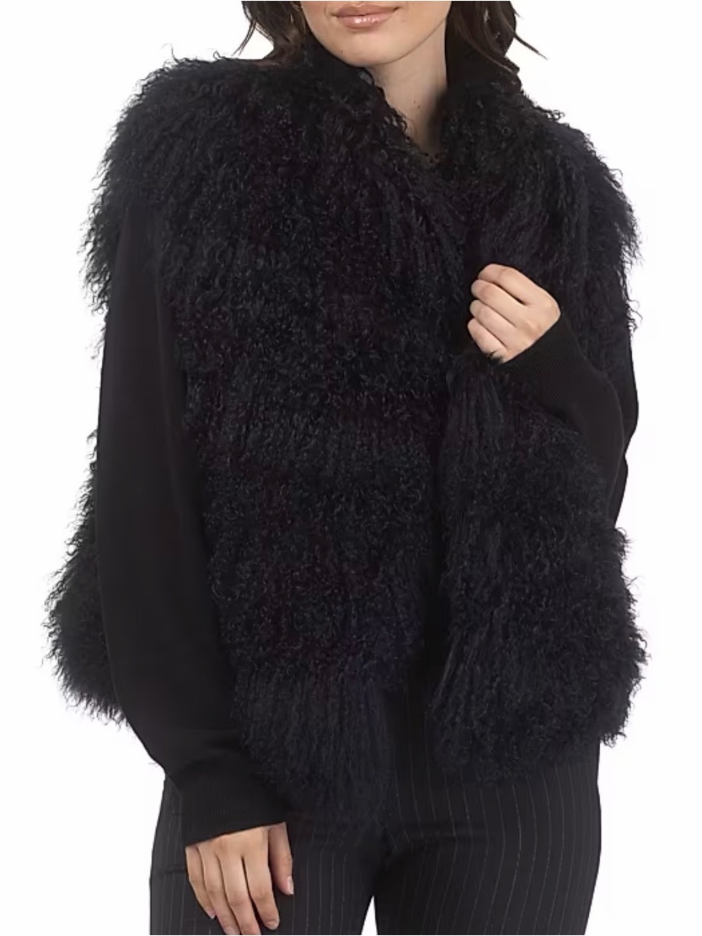 Yves Salomon shearling vest black real Mongolian lamb Fur